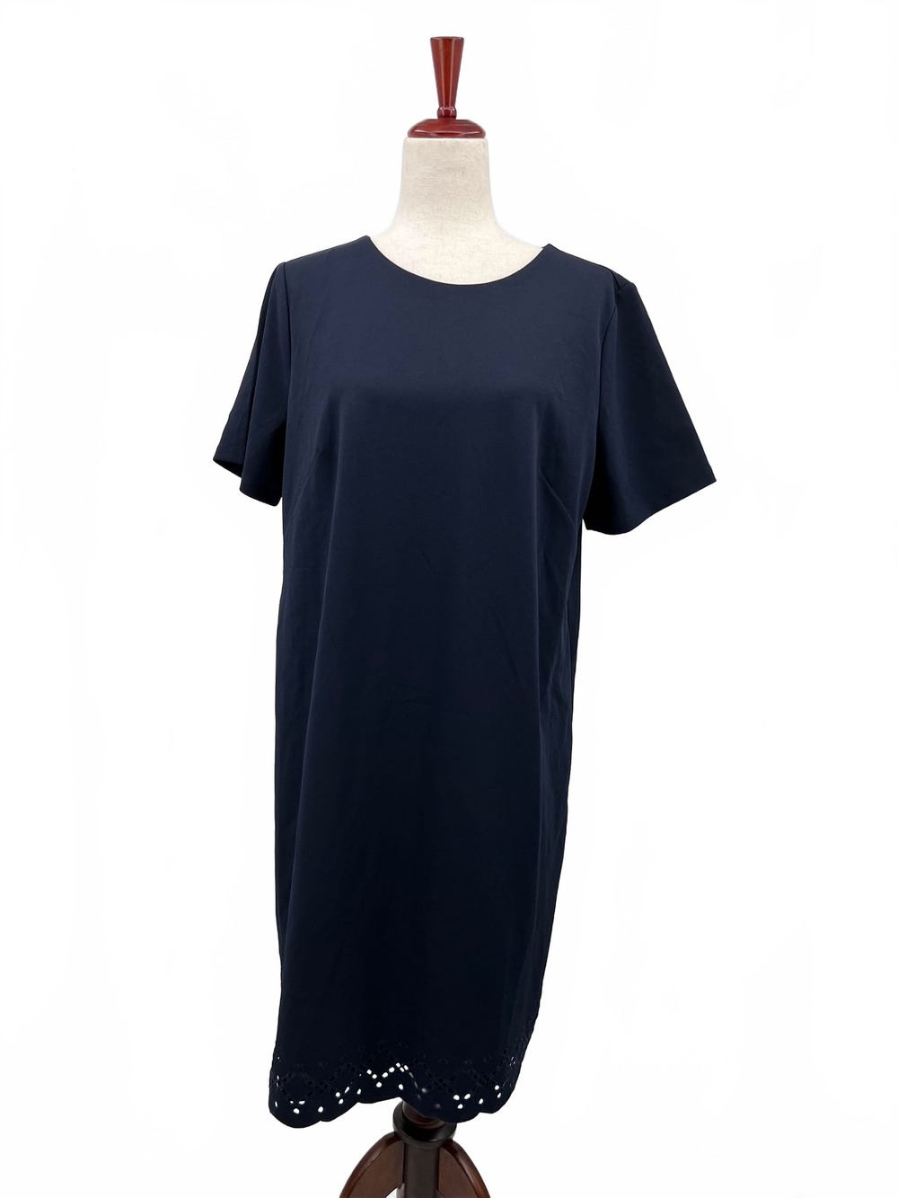 Ann Taylor Navy Midi Dress Scalloped Hem Plus | Womens 14